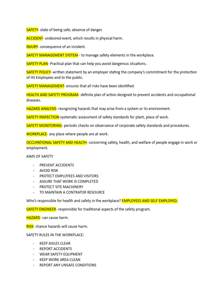Safety SHT | PDF | Occupational Safety And Health | Personal Protective ...