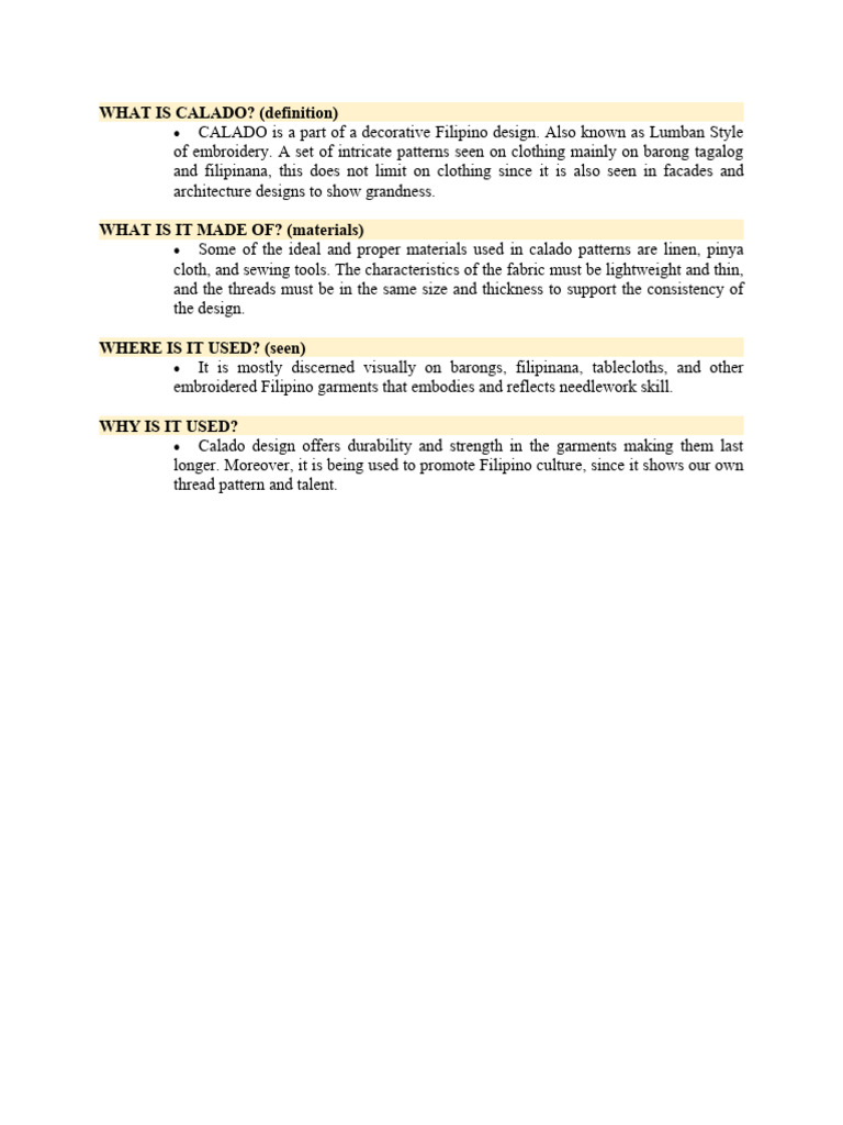 Understanding Calado Embroidery | PDF