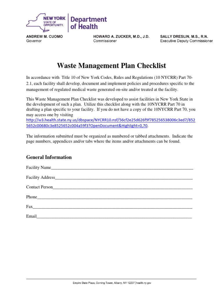 Waste Management Plan Checklist PDF