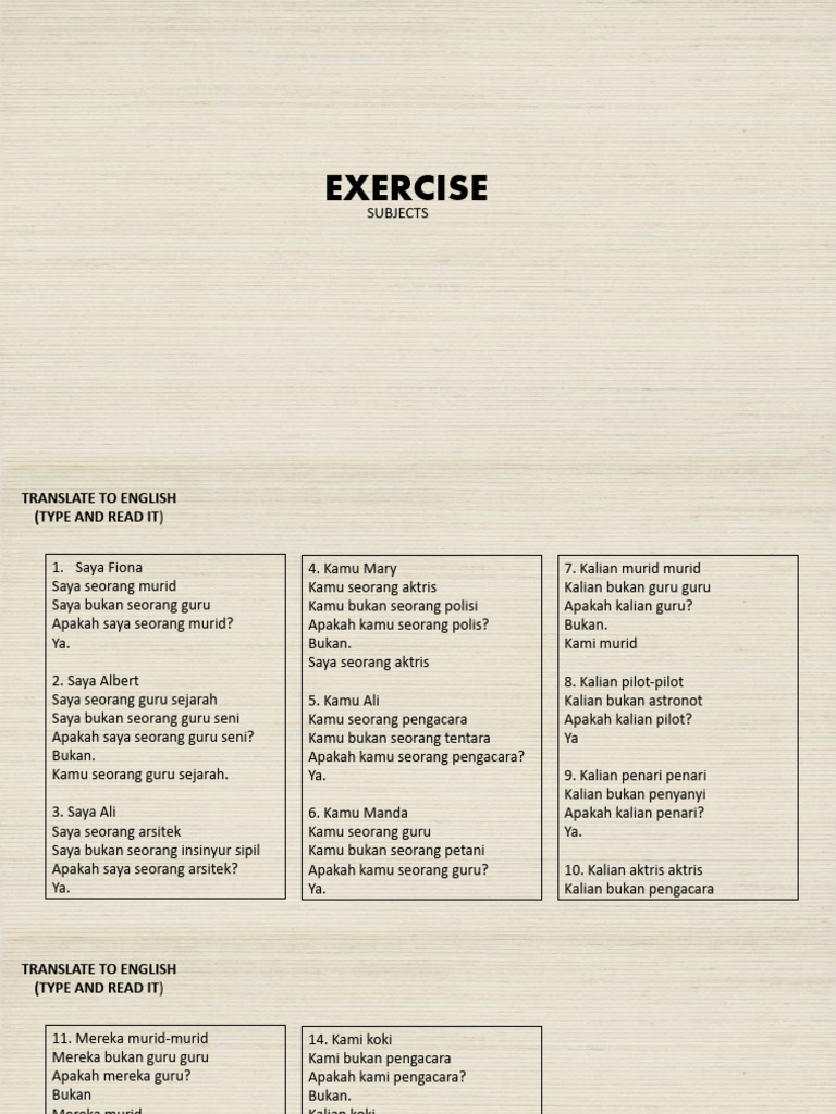 Exercise 3 - SUBJECTS | PDF