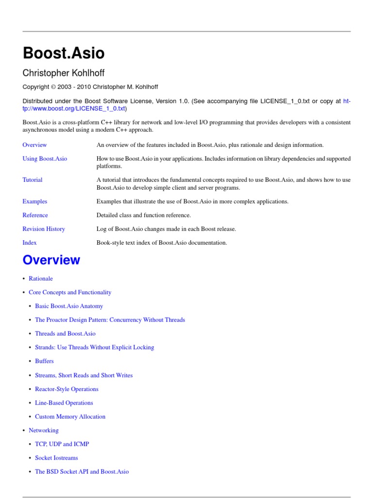 Asio Doc PDF Network Socket Thread