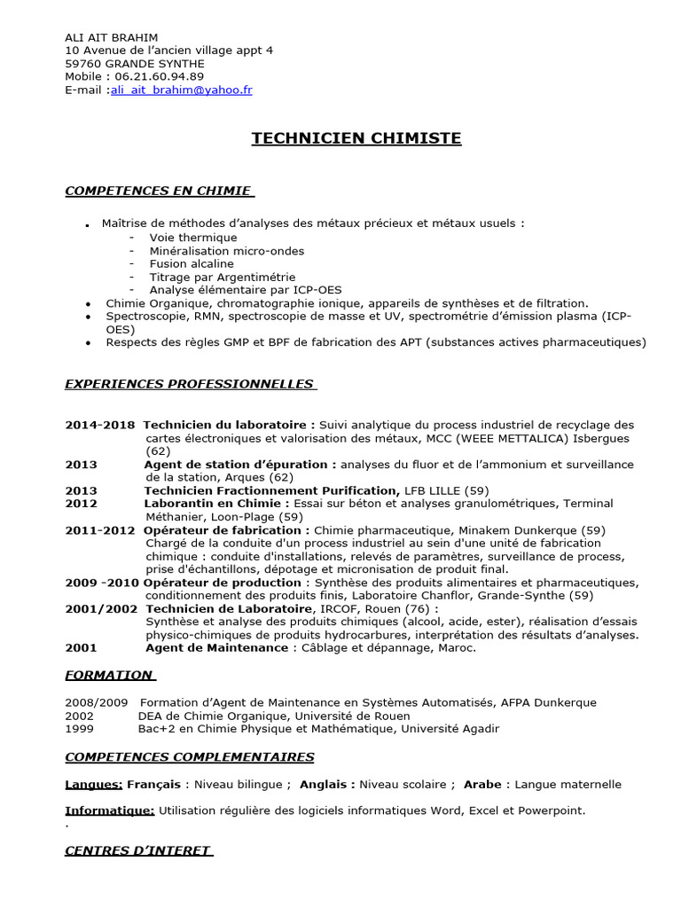 Ali Ait Brahim - CV Final | PDF
