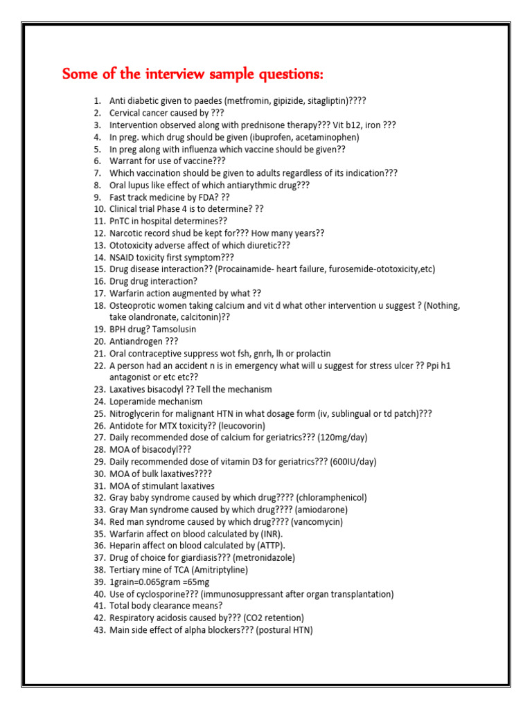 Interview Sample Questions | PDF
