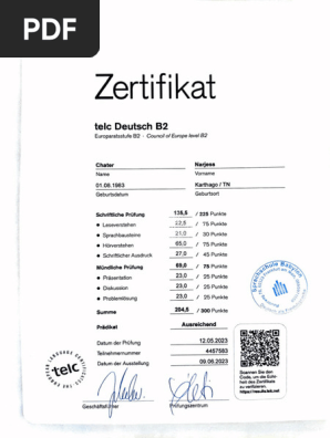 Telc B2 Zertifikat | PDF