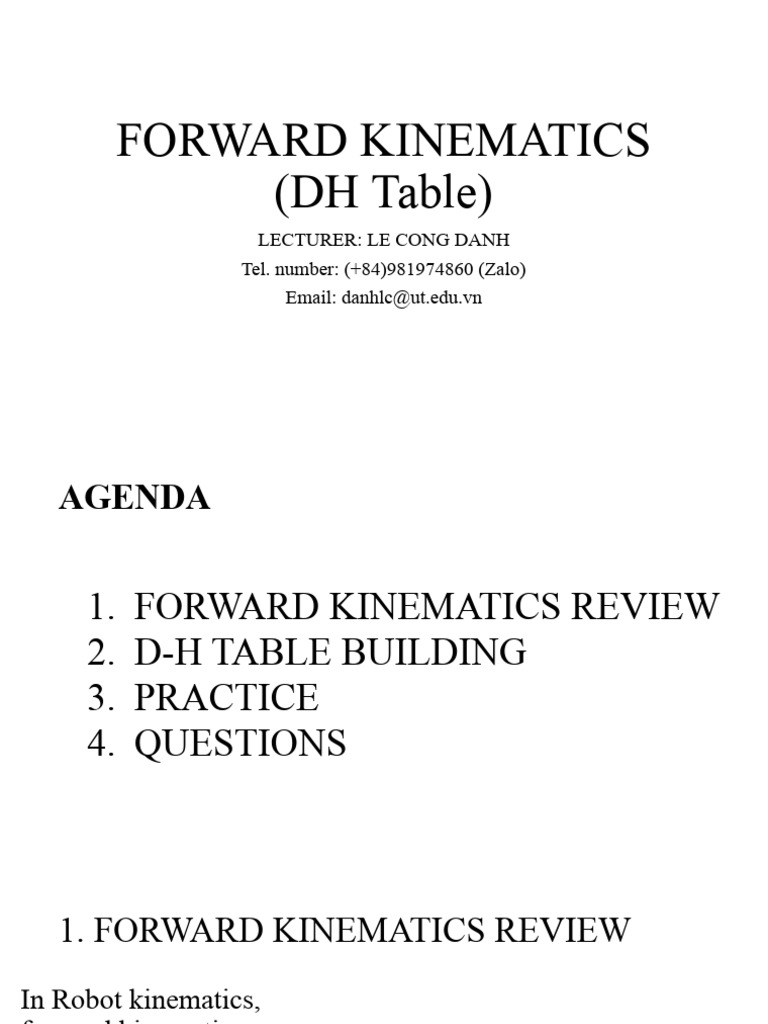 Forward Kinematics Solved Examples