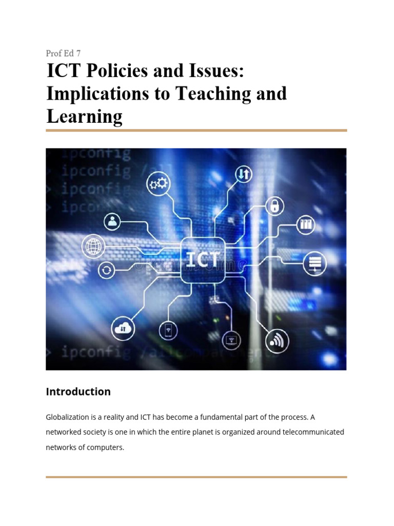 Prof Ed 7 ICT Policies and Issues Implications To Teaching and Learning ...