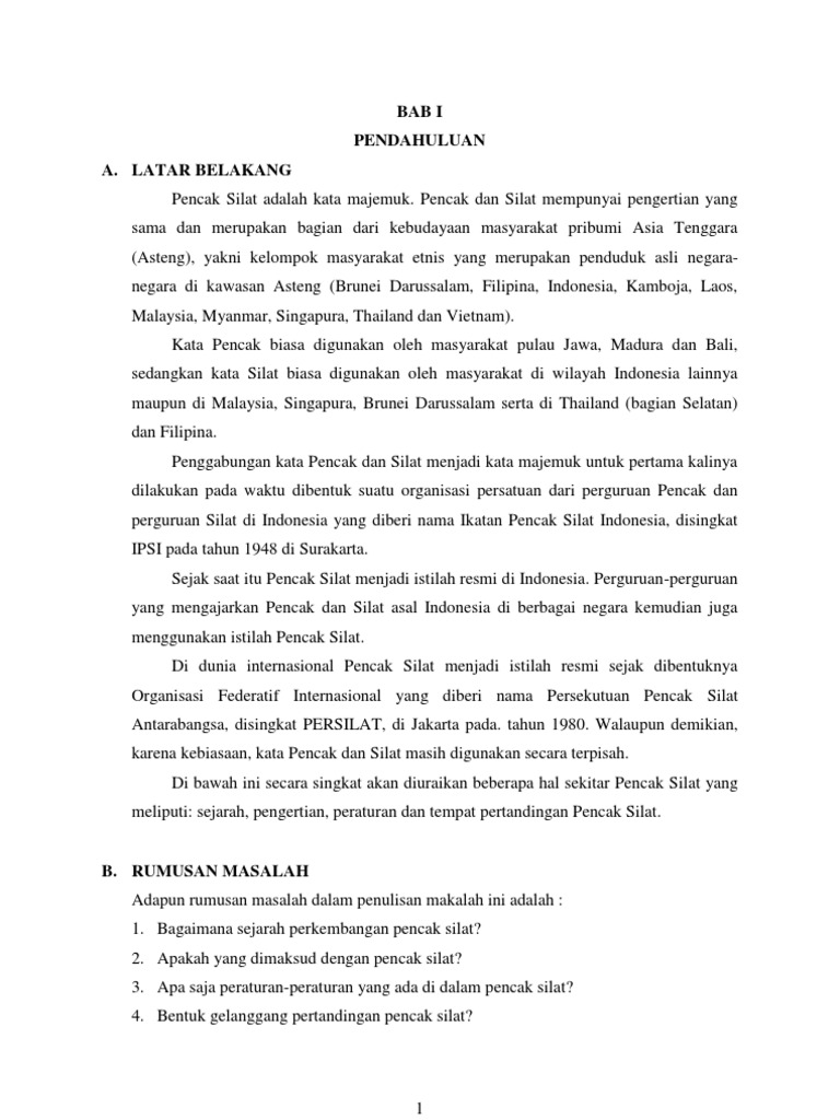 Sejarah Perkembangan Pencak Silat