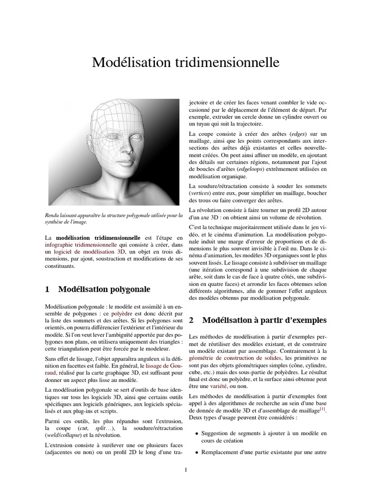 Modélisation Tridimensionnelle | PDF | Méthodes et références pédagogiques