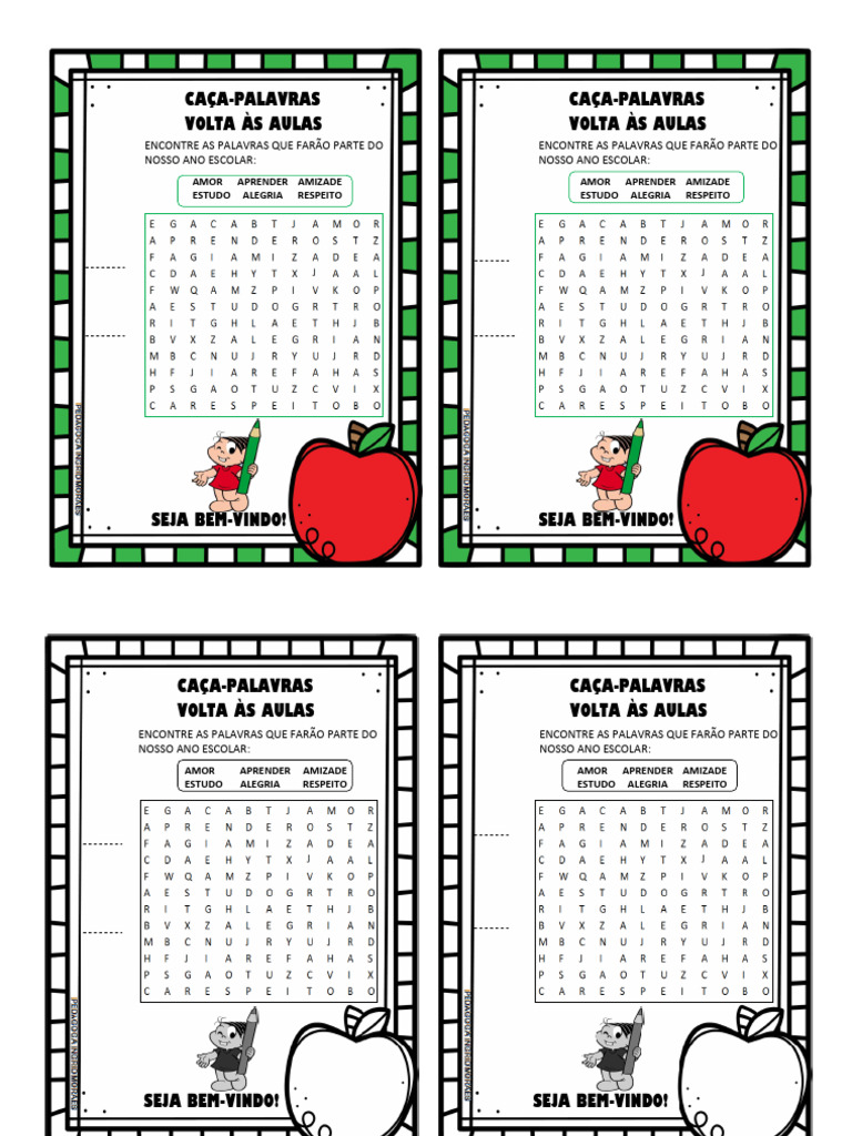 Cartão de Boas Vindas Volta às Aulas para Imprimir, image size:768x1024