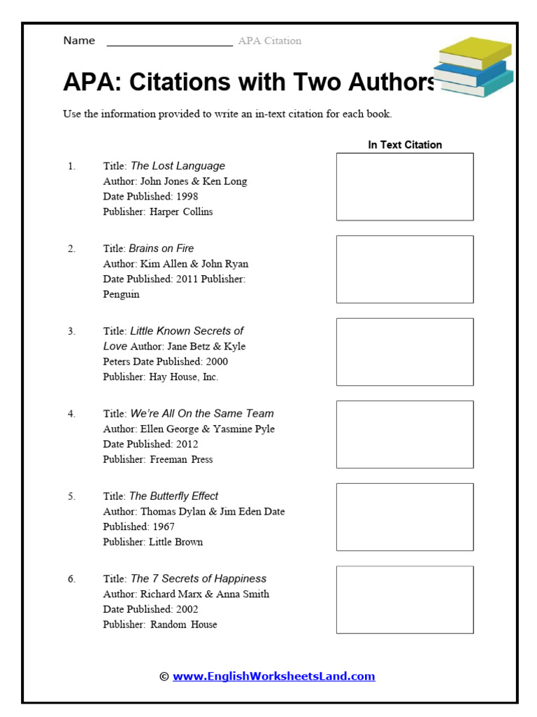 Apa Worksheet - Two Authors | PDF