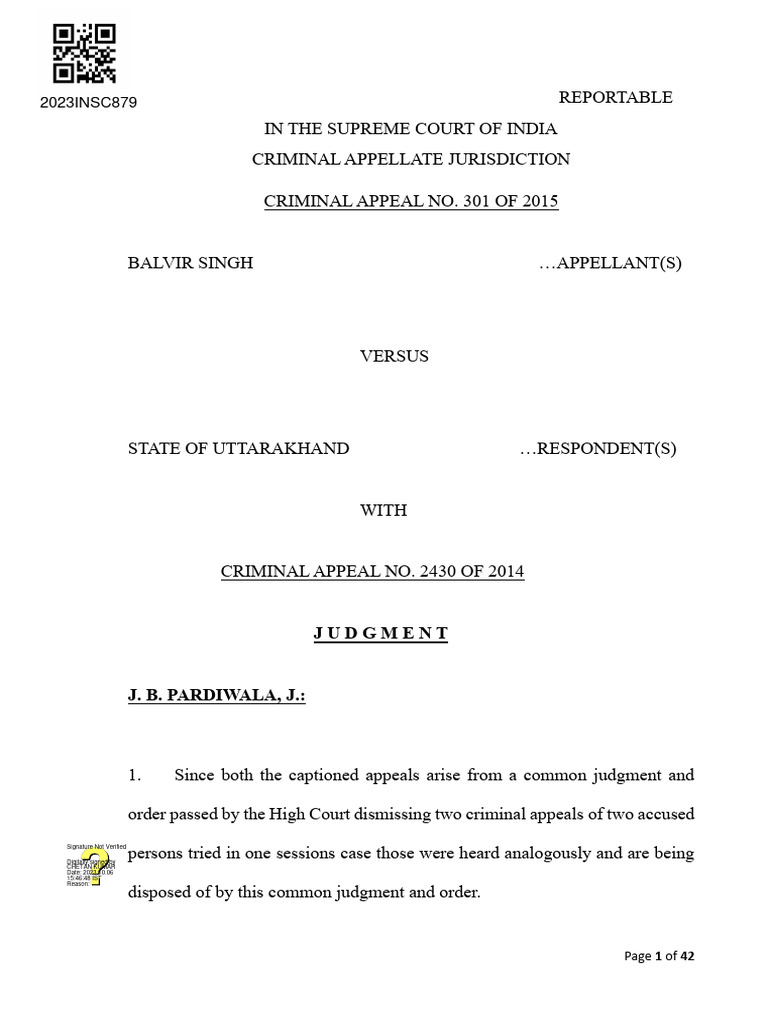 Supreme Court Ruling on Murder Appeal | PDF | Burden Of Proof (Law ...