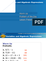 Variable and Algebraic Expressions