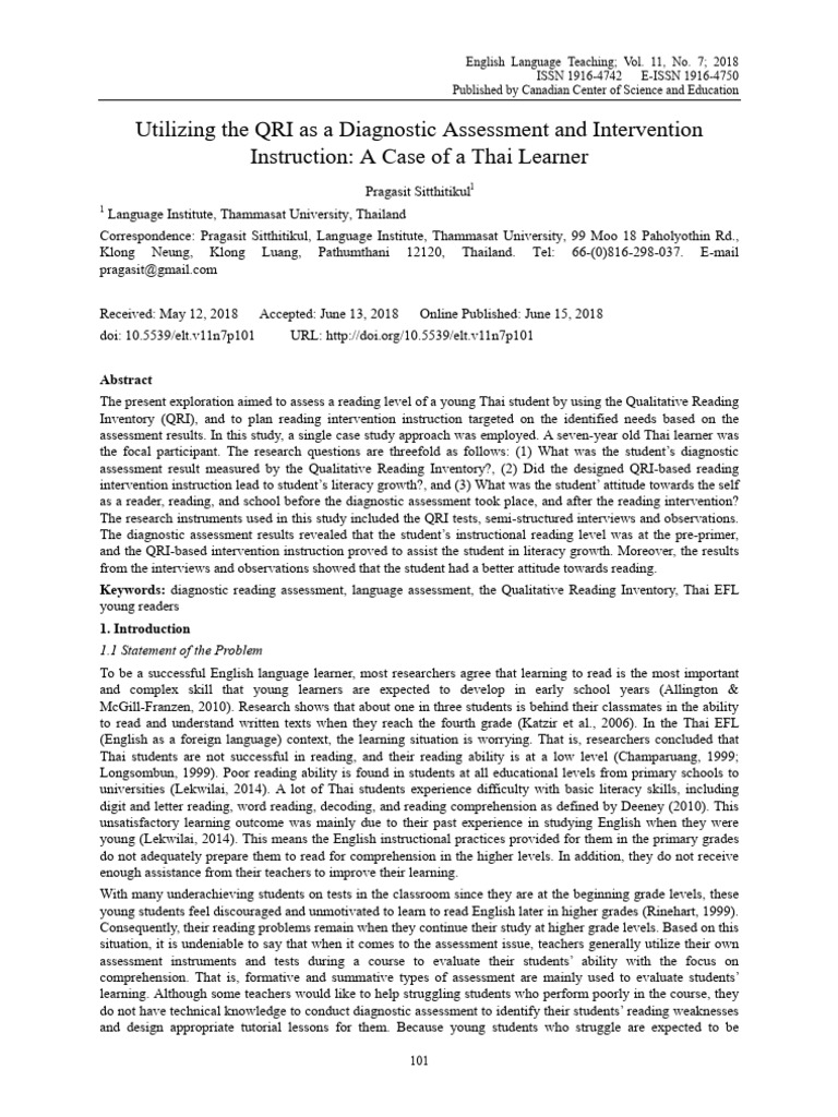 Qri As Assessment Intervention | PDF