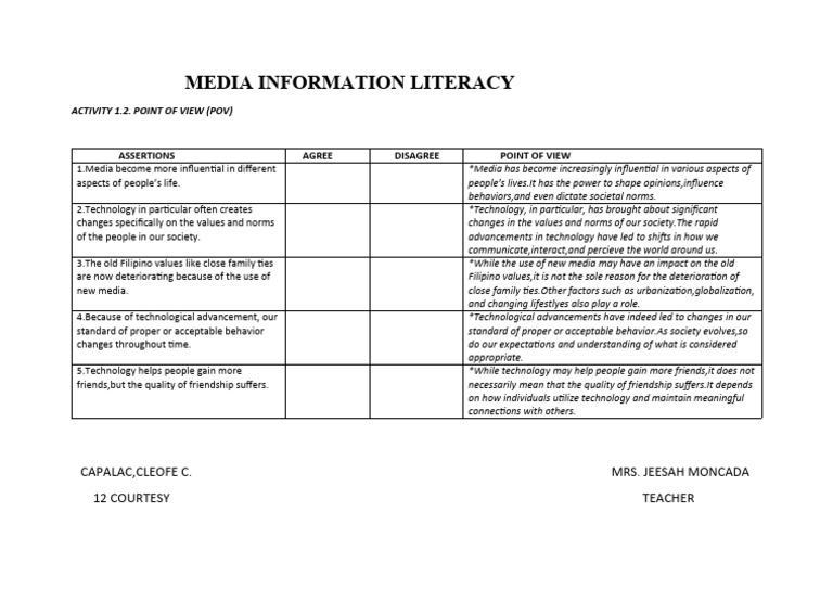 MEDIA INFORMATION LITERACY PDF New Media Literacy