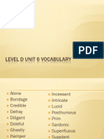 Level D Unit 6 Vocabulary PPT