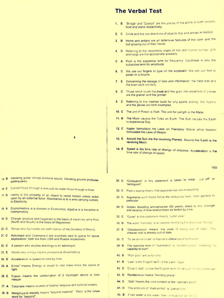 Answers and Solutions to Test Items in Parts 1, 2, 3 MSU-SASE Reviewer ...