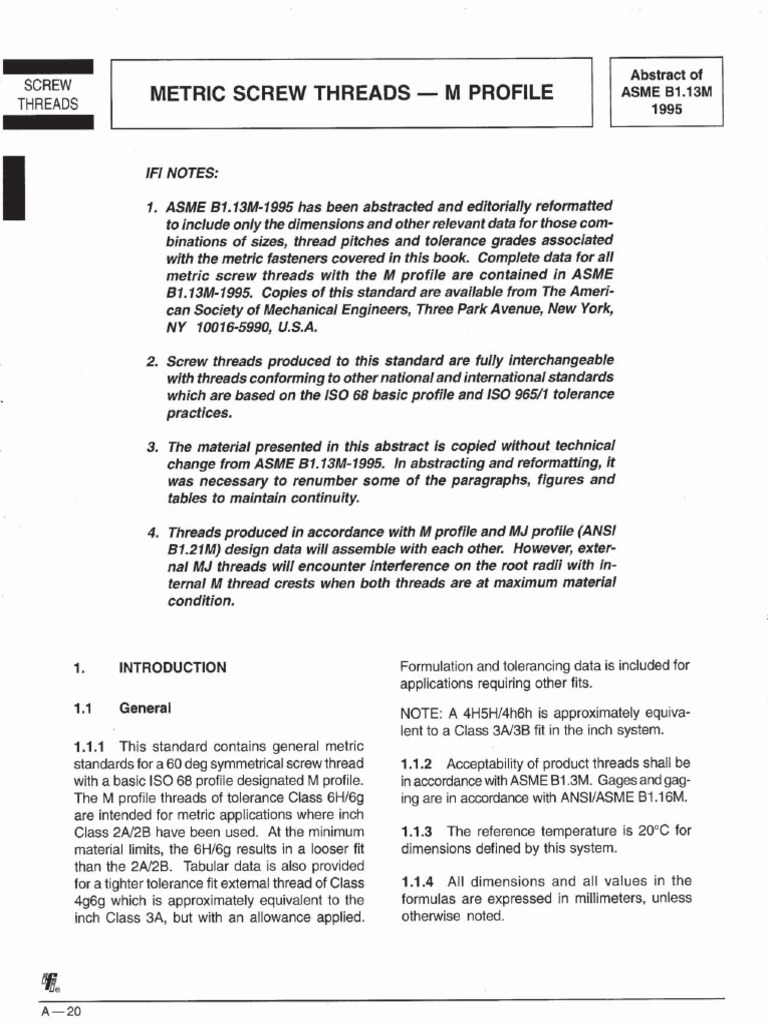 Abstract of asme b1 13m 1995 pdf screw engineering tolerance
