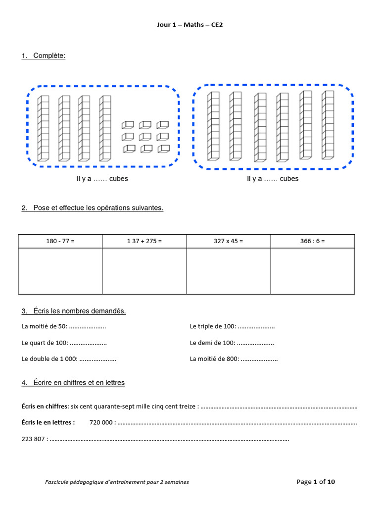 Exercices de Maths CE2 à Imprimer | PDF