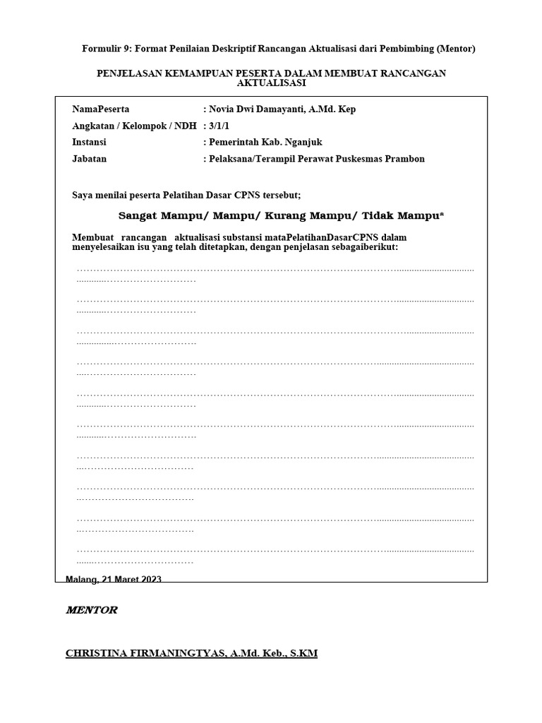 Form 9 Mentor | PDF | Bisnis