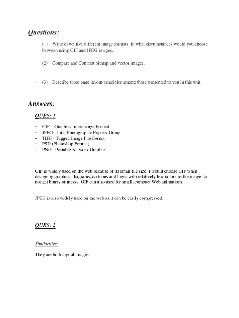 Questions:: Answers | PDF | Art | Computers