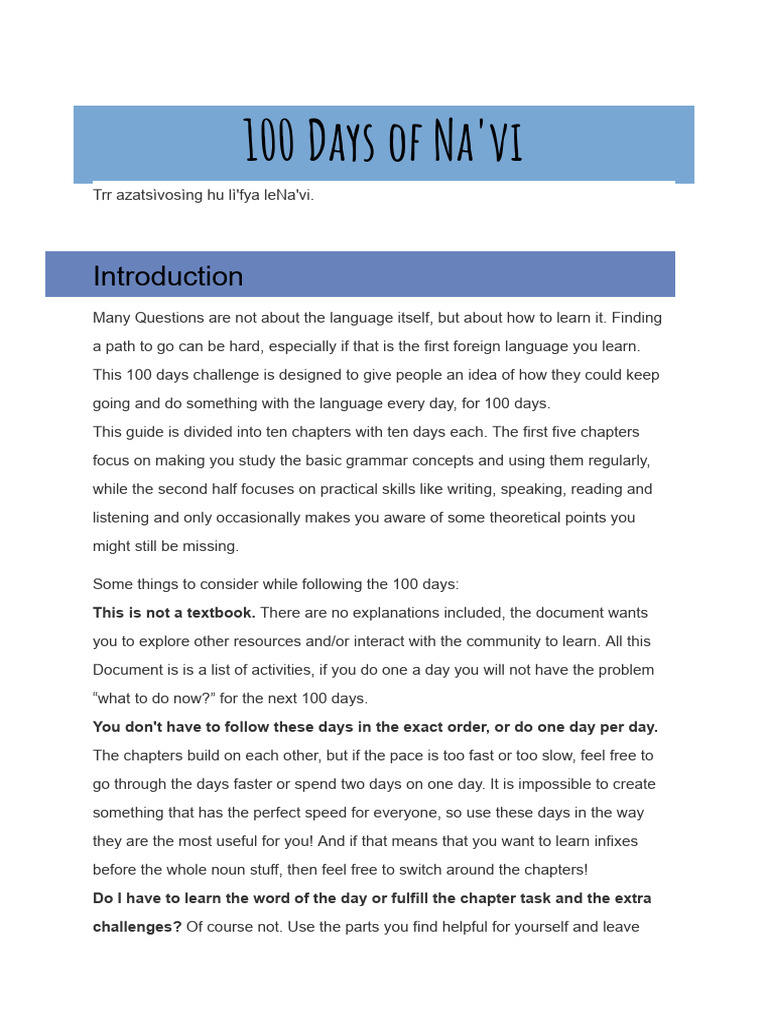 Na'vi Language Learners' Guide | PDF