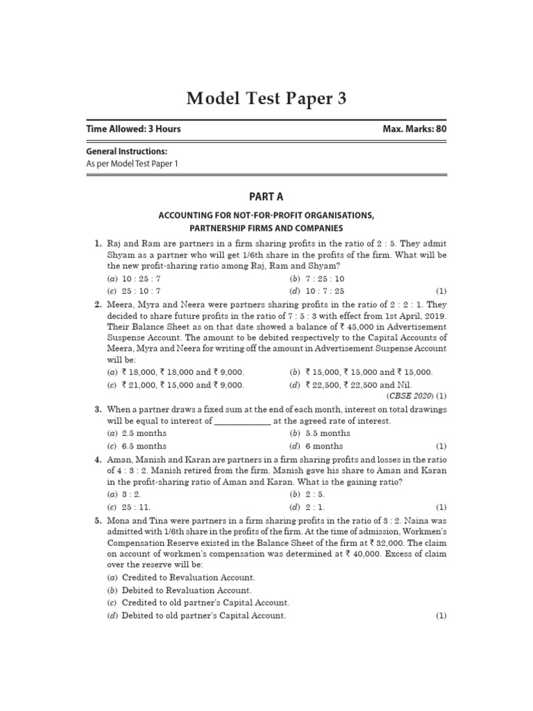 Model Test Paper 3 Pdf