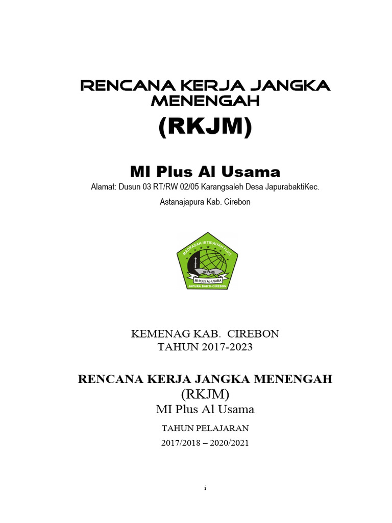 Rencana Kerja Jangka Menengah MI Plus Al Usama | PDF | Bisnis