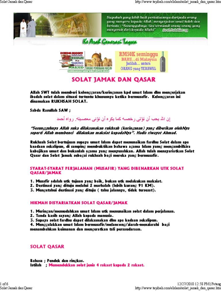 Solat Jamak Dan Qasar