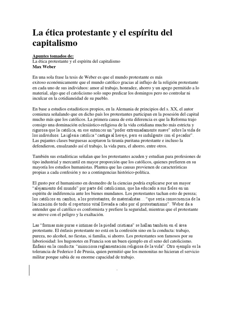 La Etica Protestante Y El Espiritu Del Capitalismo Protestantismo Religion Y Espiritualidad