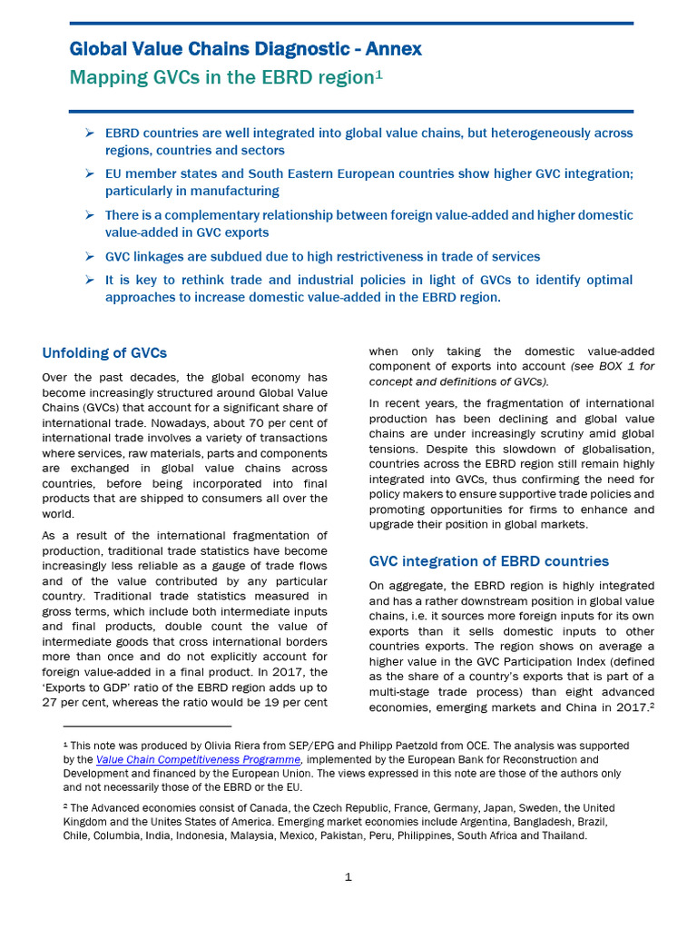 GVC Integration in EBRD Countries | PDF | Exports | Value Chain