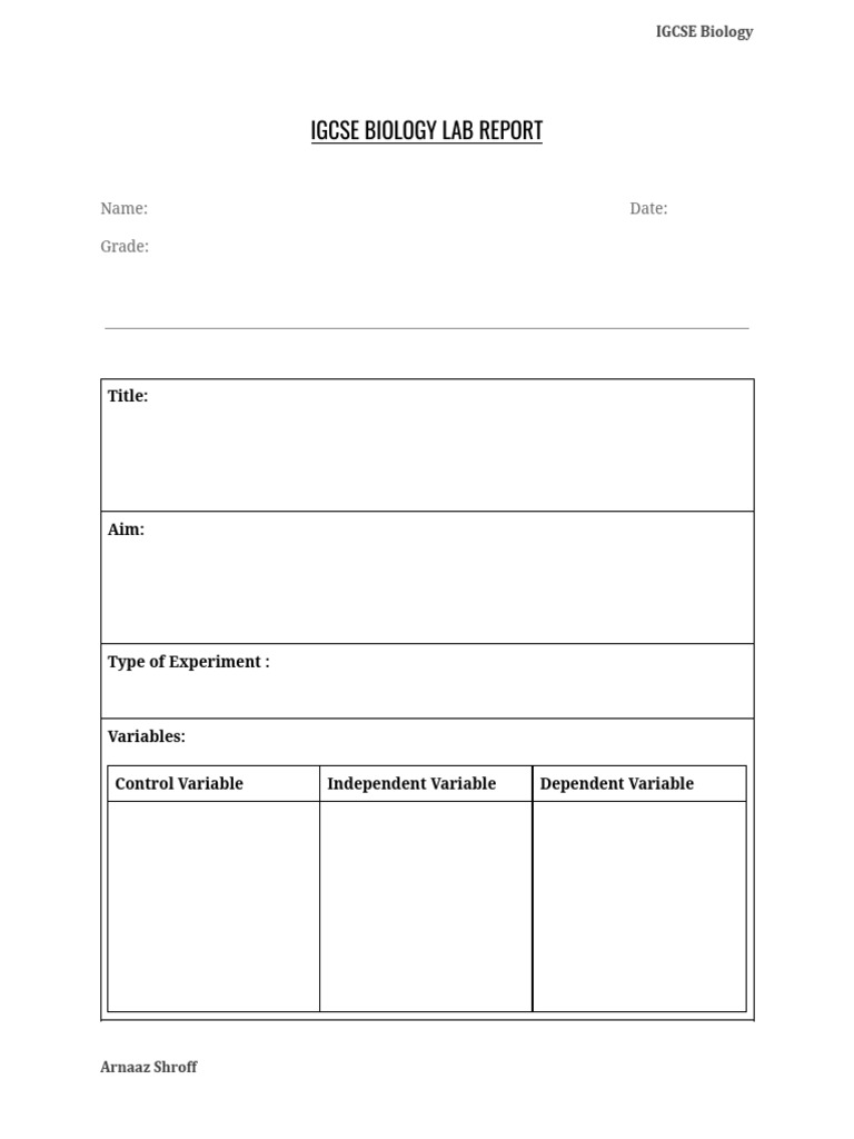 Bio-Lab Report Template - Blank | PDF