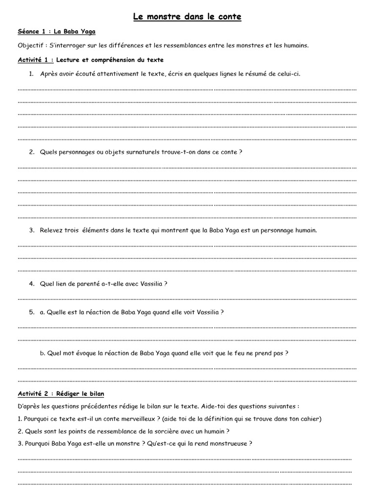 6e le monstre dans le conte PDF