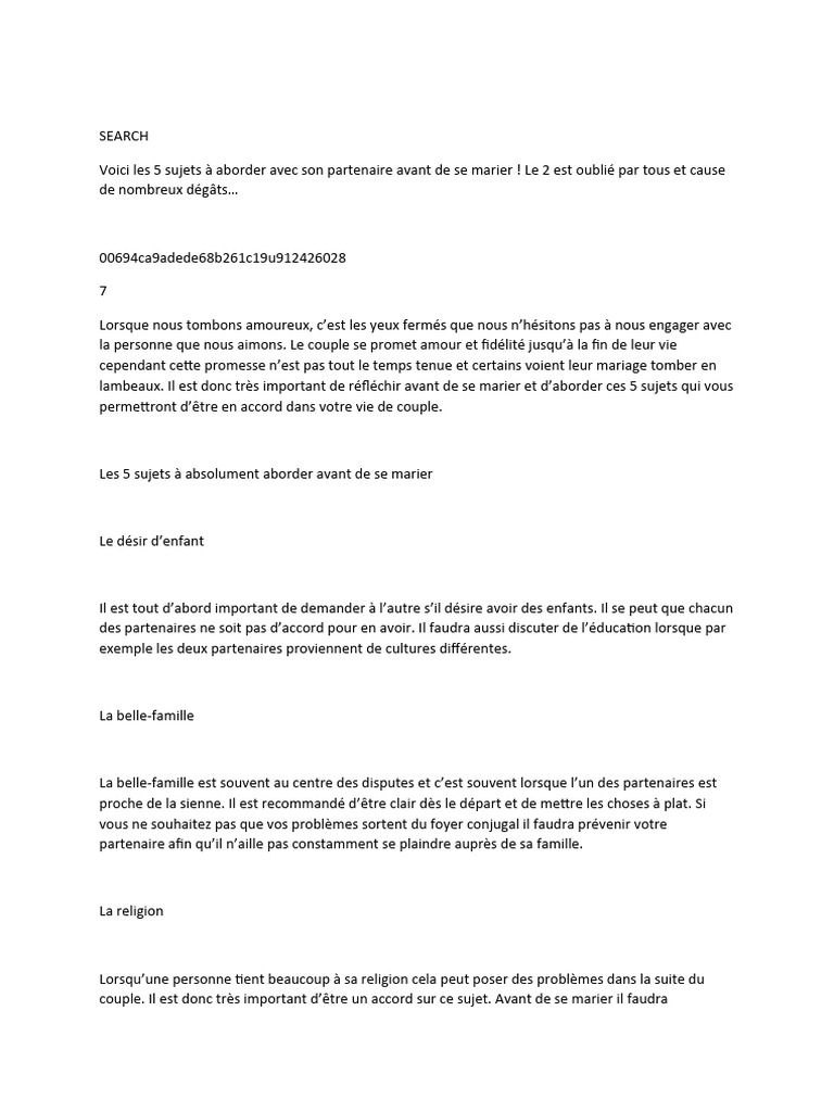 5 Choses A Aborder Avant Le Mariage PDF