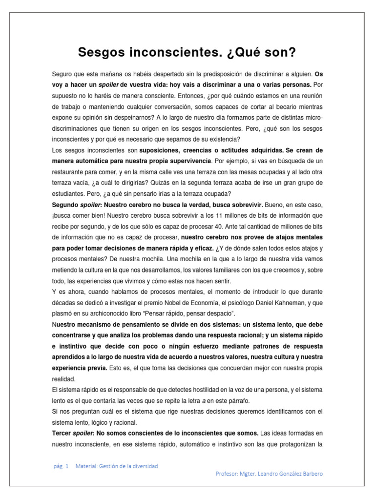 Sesgos Inconscientes Ejemplos | “Break the bias”: Cómo acabar con los ...