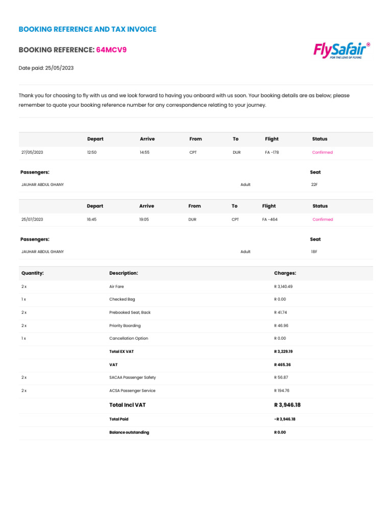 BookingReceipt 64MCV9 | PDF