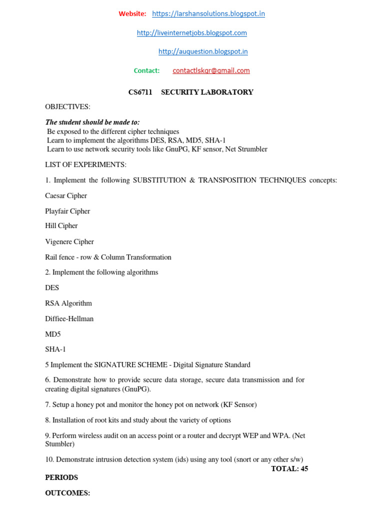 Computer Security Laboratory Manual PDF Security Technology