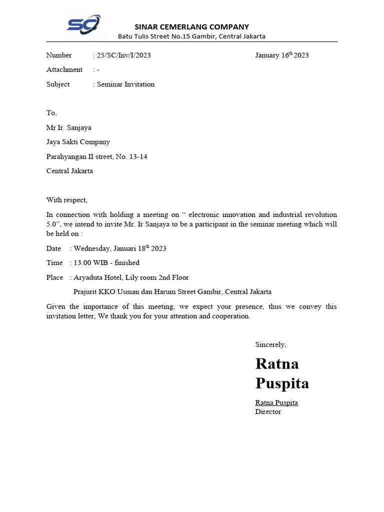 Surat Undangan Bahasa Inggris | PDF