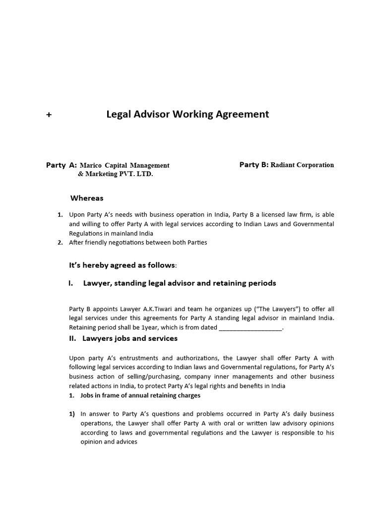 Standing Legal Advisor Working Agreement (Final) Sector3 PDF Lawyer