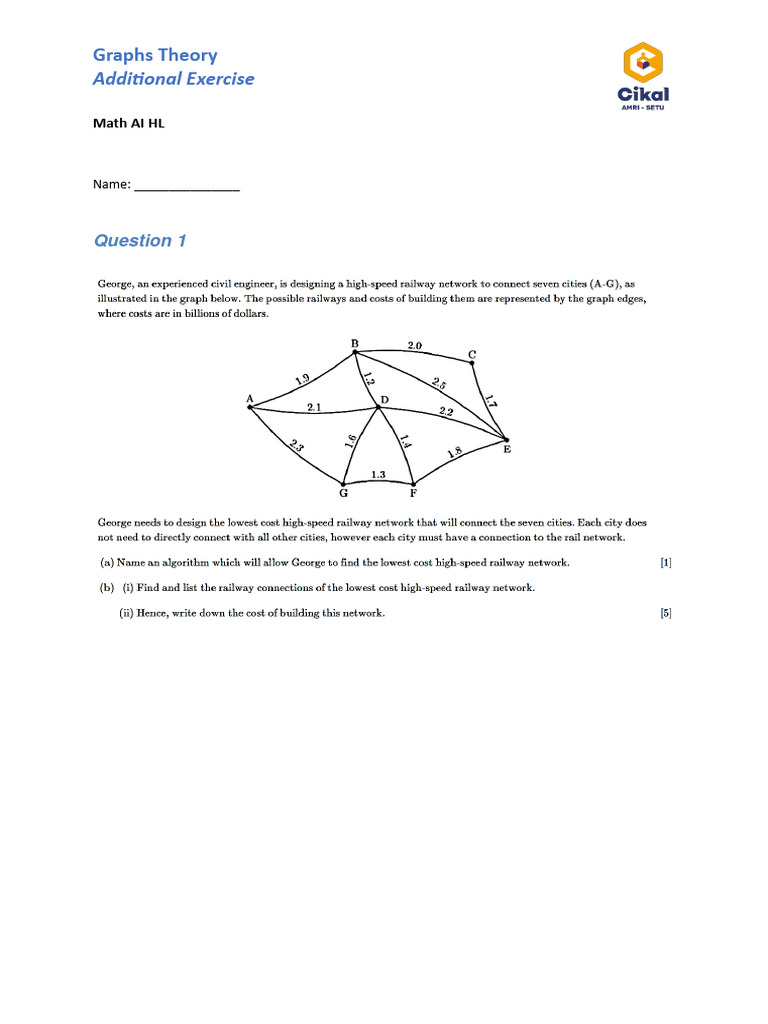 Graph theory additional exercise pdf