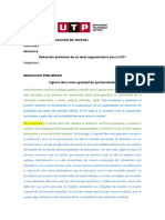 Redacción preliminar de un texto argumentativo para la PC1 - Semana 06