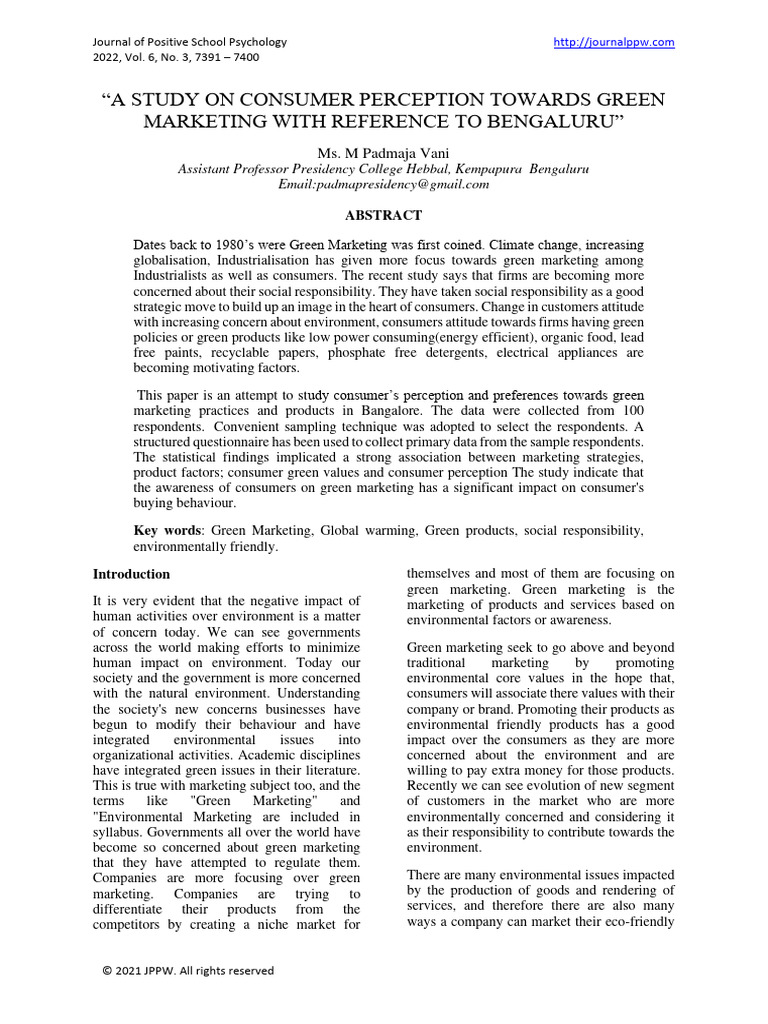 Consumer Perception of Green Marketing | PDF
