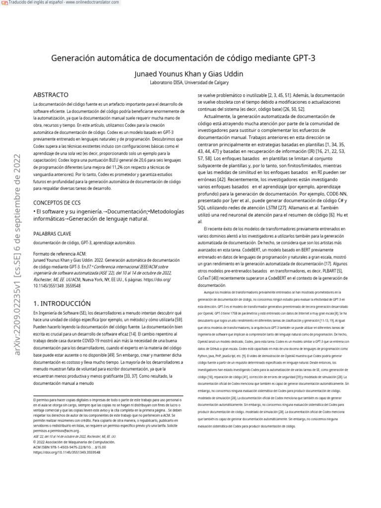 Generación Automática de Documentación de Código Mediante GPT-3 | PDF ...