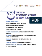 Aplicación de Herramientas de Calidad