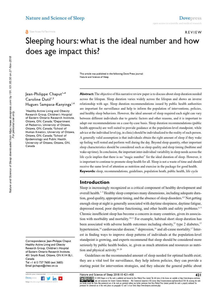 Sleeping hours what is the ideal number and how do pdf
