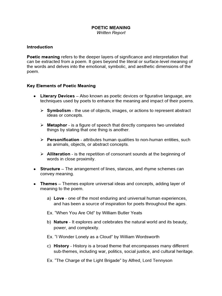 Poetic meanings written report pdf