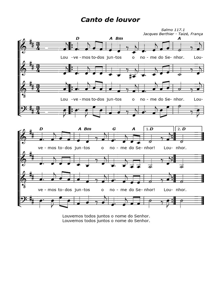 Louvemos Todos Juntos SATB | PDF