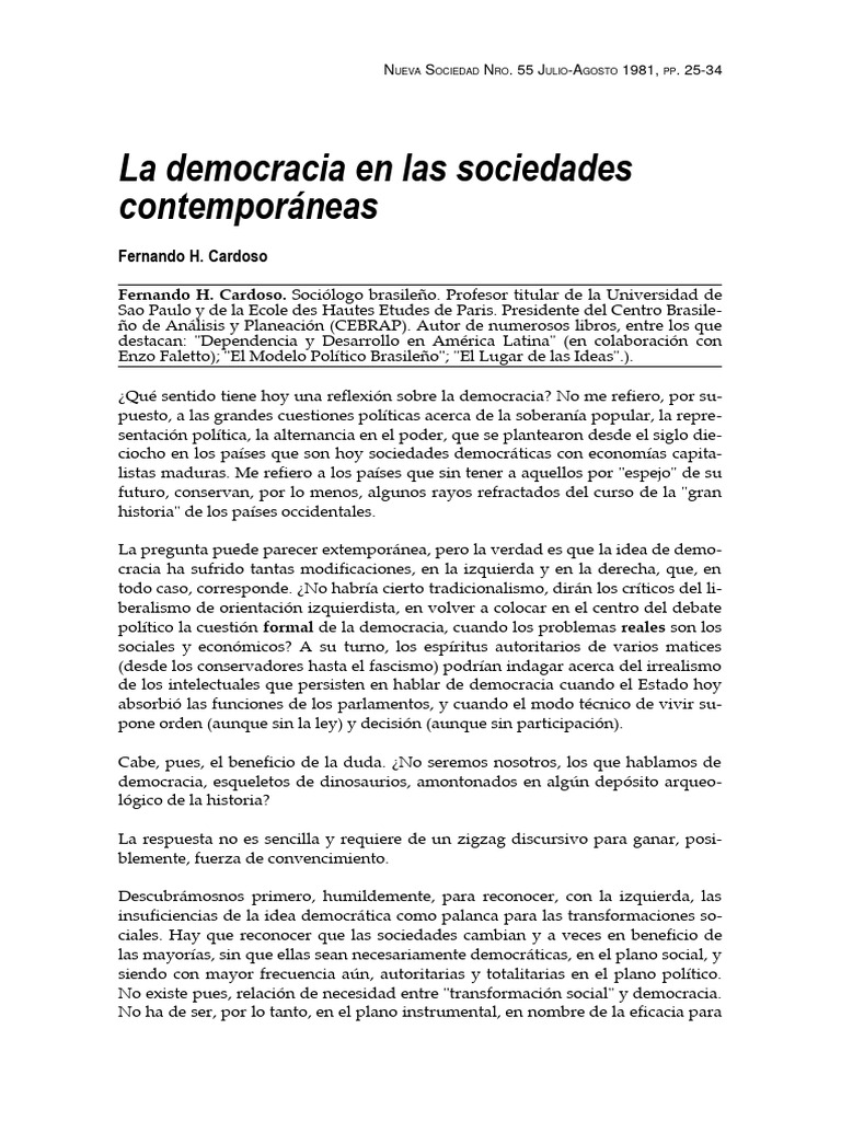 Democracia en Las Sociedades Contemporaneas PDF