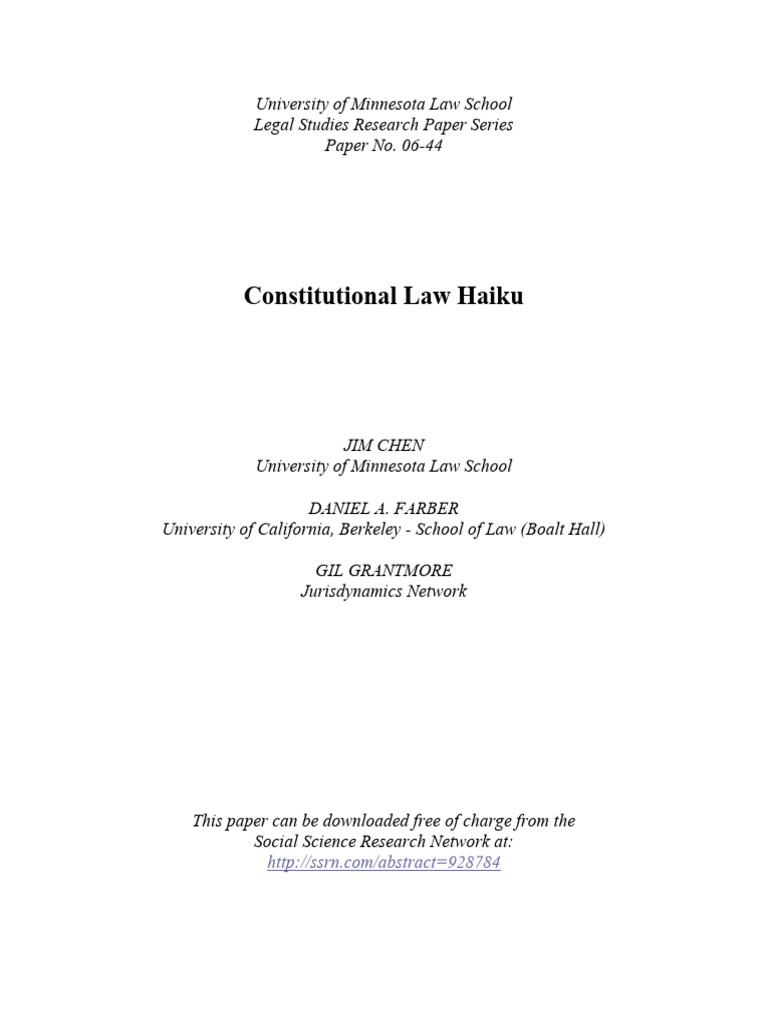 Constitutional Law in Haiku Form | PDF