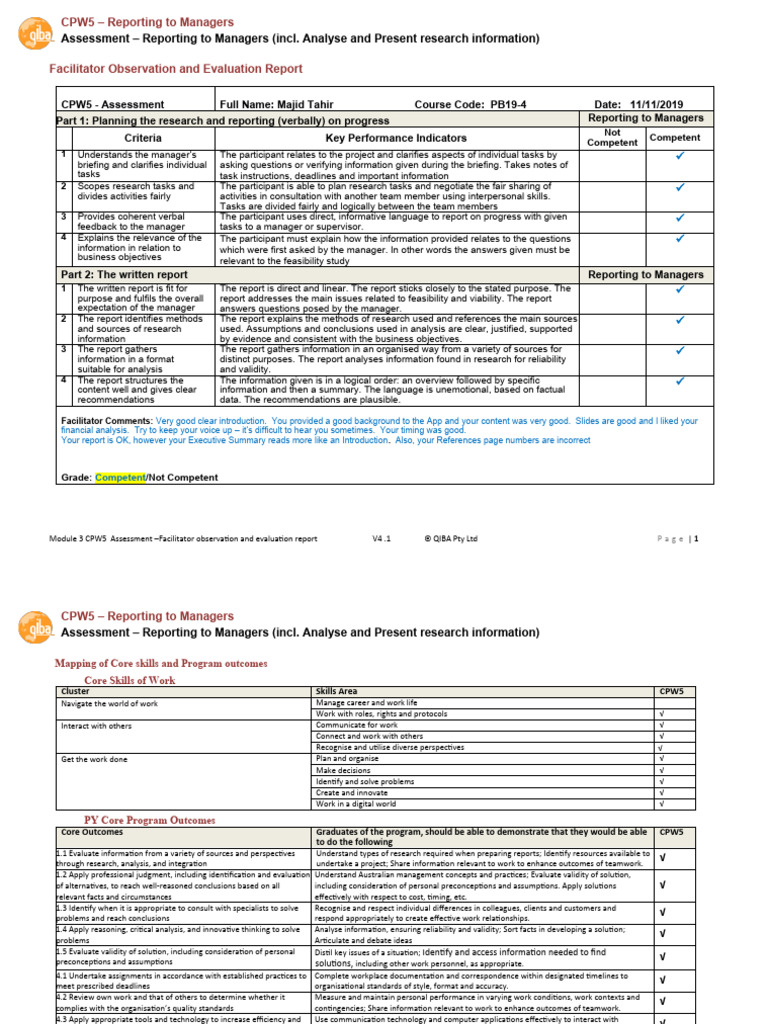 Majid Tahir Module 3 Facilitator Observation | PDF | Career & Growth ...