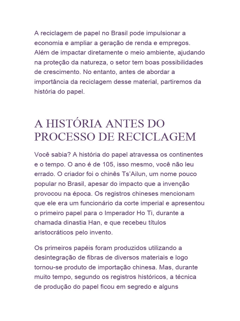 Benefícios da Reciclagem de Papel | PDF